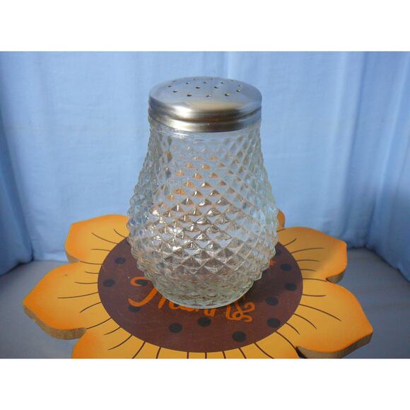 Vtg Diamond Point Clear Glass Sugar Shaker Muffineer - Picture 1 of 7